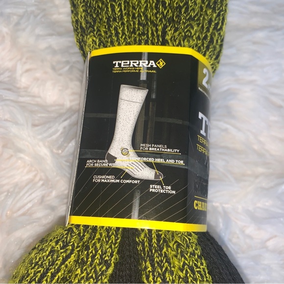 Terra Work Socks Mens Size 7-12 Steel Toe Protection Arch Band Mesh Panels - Picture 3 of 3